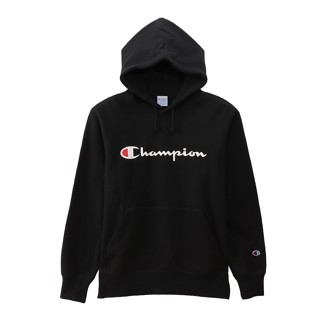 CHAMPION MEN - JP เสื้อฮู้ดผู้ชาย-ไซส์เอเชีย PULLOVER HOODIE SWEATSHIRT  C3-Q102-090 สีดำ