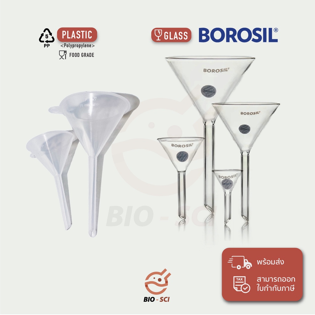 กรวยปลายเล็ก ทนความร้อน/สารเคมี, พลาสติก/แก้วหนา-มีใบ Cer.,  ⚠️ใบกำกับภาษีแจ้งในแชทเท่านั้น⚠️
