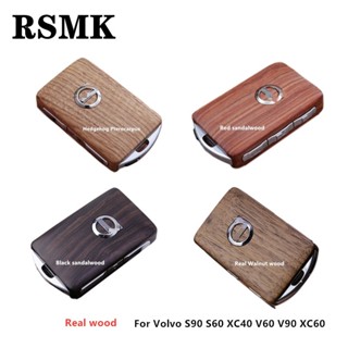 1Set Keyless Entry Remote Control Refit Real Wooden Car Key Shell for Volvo S90 S60 XC40 V60 V90 XC60 XC90 Car Key Case