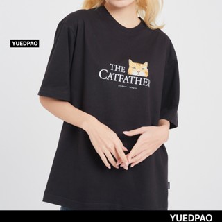 Yuedpao x Toogton ผ้าหนาทรงสวย ยับยากรีดง่าย รับประกันไม่ย้วย 2 ปี เสื้อยืด Oversized The Catfather set Black&amp;White