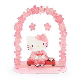 Sanrio Card - Pop up ลาย Hello Kitty Sakura Arch (Japan Limited) เป็นแบบคิตตี้ใส่ชุดกิโมโน นั่งซุ้มซากุระสีชมพู