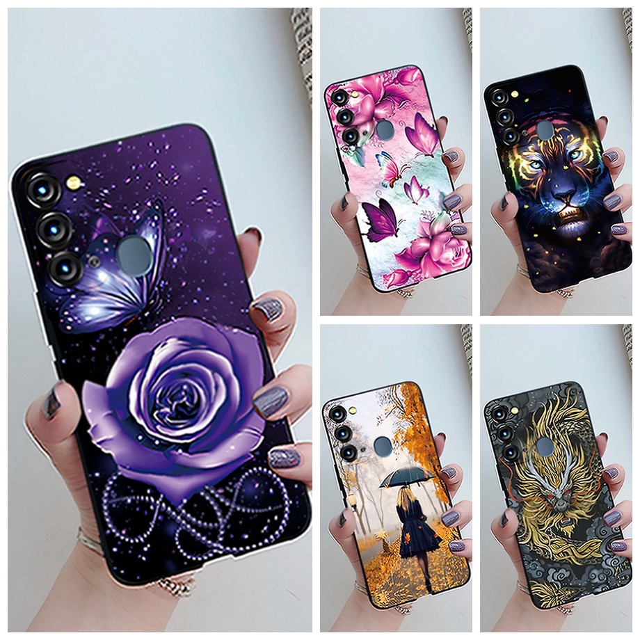 Itel Vision 3 S17 กรณีแฟชั่น Cool พิมพ์รูปแบบกันกระแทกซิลิโคนนุ่ม Matte สีดําสําหรับ Itel Vision 3 V