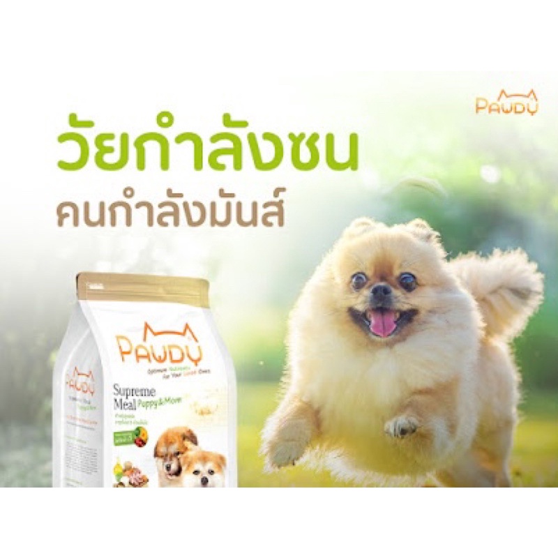 PAWDY อาหารสุนัขเกรดพรีเมียมสูตรลูกสุนัข 1กิโล สารอาหารที่สำคัญสำหรับ ลูกสุนัข เช่น  ✅โปรตีนที่ใช้ใน
