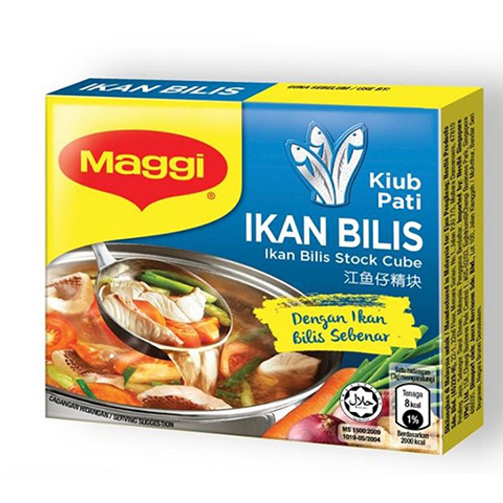 ซุปปลาก้อนแม็กกี้ 馬來西亞 Maggi Ikan Bilis Stock Cube 美極江魚仔精 Maggi Stock Cube Anchovies 60gm Product Of Malaysia HALAL