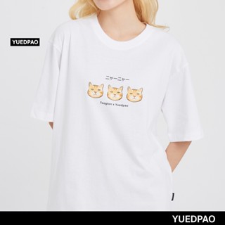 Yuedpao x Toogton ผ้าหนาทรงสวย ยับยากรีดง่าย รับประกันไม่ย้วย 2 ปี เสื้อยืด Oversized Toogton Cat set Black&amp;White