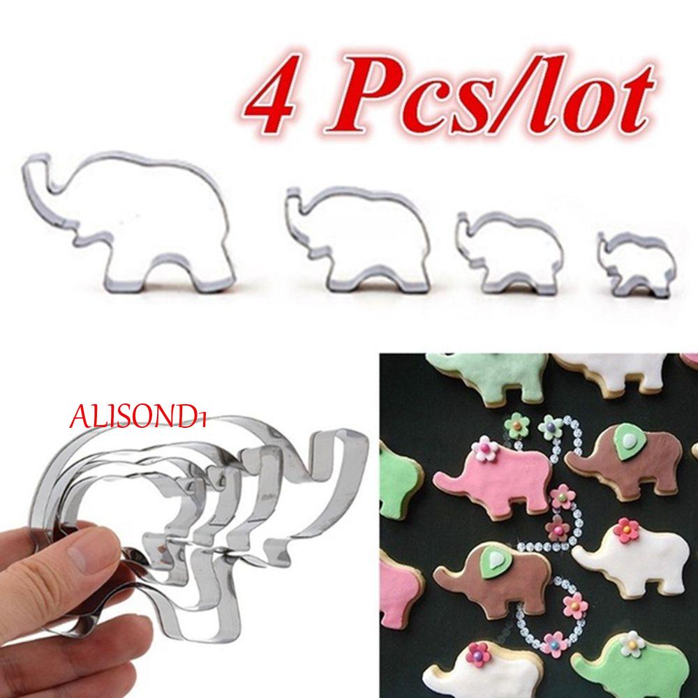 Alisond1 แม่พิมพ์ตัดคุกกี้ บิสกิต เค้ก ฟองดองท์ รูปช้าง โลหะ ตกแต่งเค้ก ช็อคโกแลต Diy หลากสี<br/>