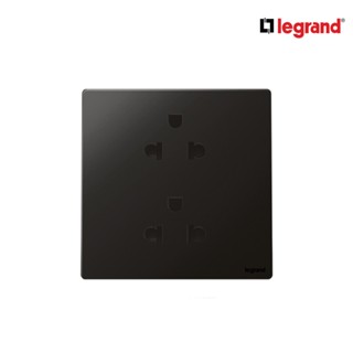 Legrand เต้ารับคู่มีกราวด์ สีดำ 1G EURO-US 16A 2x2P+Earth Socket รุ่นมาเรียเซนต์ | Mallia Senses | Matt Black | 281104MB