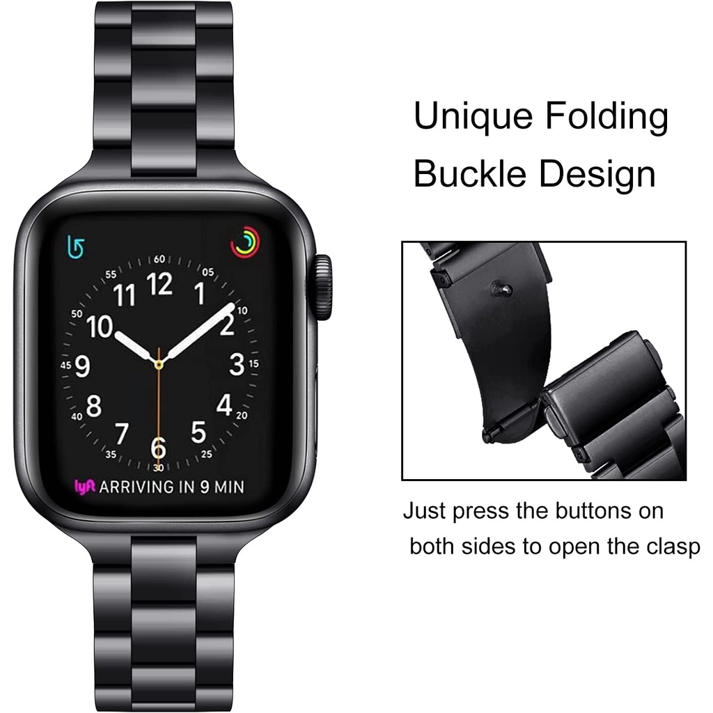 สายนาฬิกาข้อมือ สเตนเลส แบบบาง หรูหรา สําหรับ Apple watch Series 8 7 SE 6 5 4 Ultra 49 มม. 45 มม. 41 มม. 40 มม. 44 มม. 42 มม.