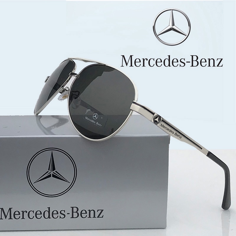 แว่นกันแดดทรงสี่เหลี่ยม Mercedes-Benz ใหม่, เลนส์โพลาไรซ์, ป้องกันรังสีอัลตราไวโอเลต UV400, กรอบโลหะนักบิน, ย้อนยุค, 2023