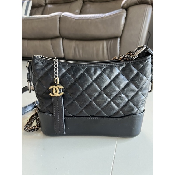 Chanel Gabrielle Ivory Quilted Hobo Black bag