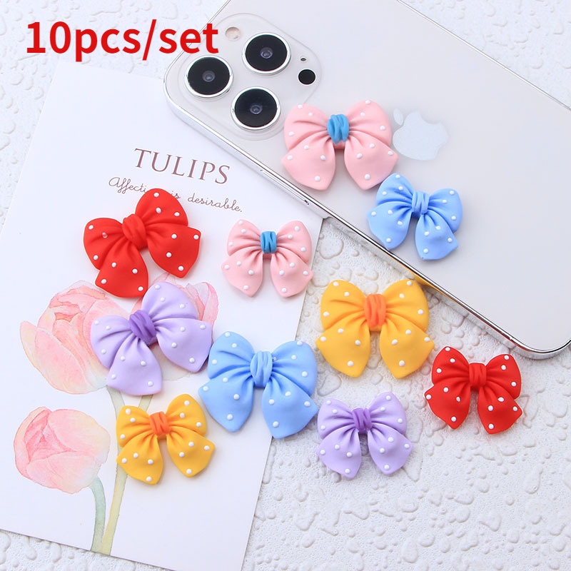 กิ๊บติดผมเรซิ่น รูปโบว์ ด้านหลังแบน Diy แบบสร้างสรรค์ สําหรับเด็ก จํานวน 10 ชิ้น ต่อชุด