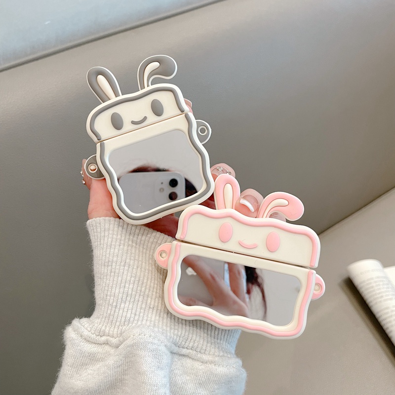 เคสป้องกันหูฟัง ลายกระต่าย มีกระจก ทันสมัย สําหรับ AirPods Pro2 3 Pro 2022 2gen