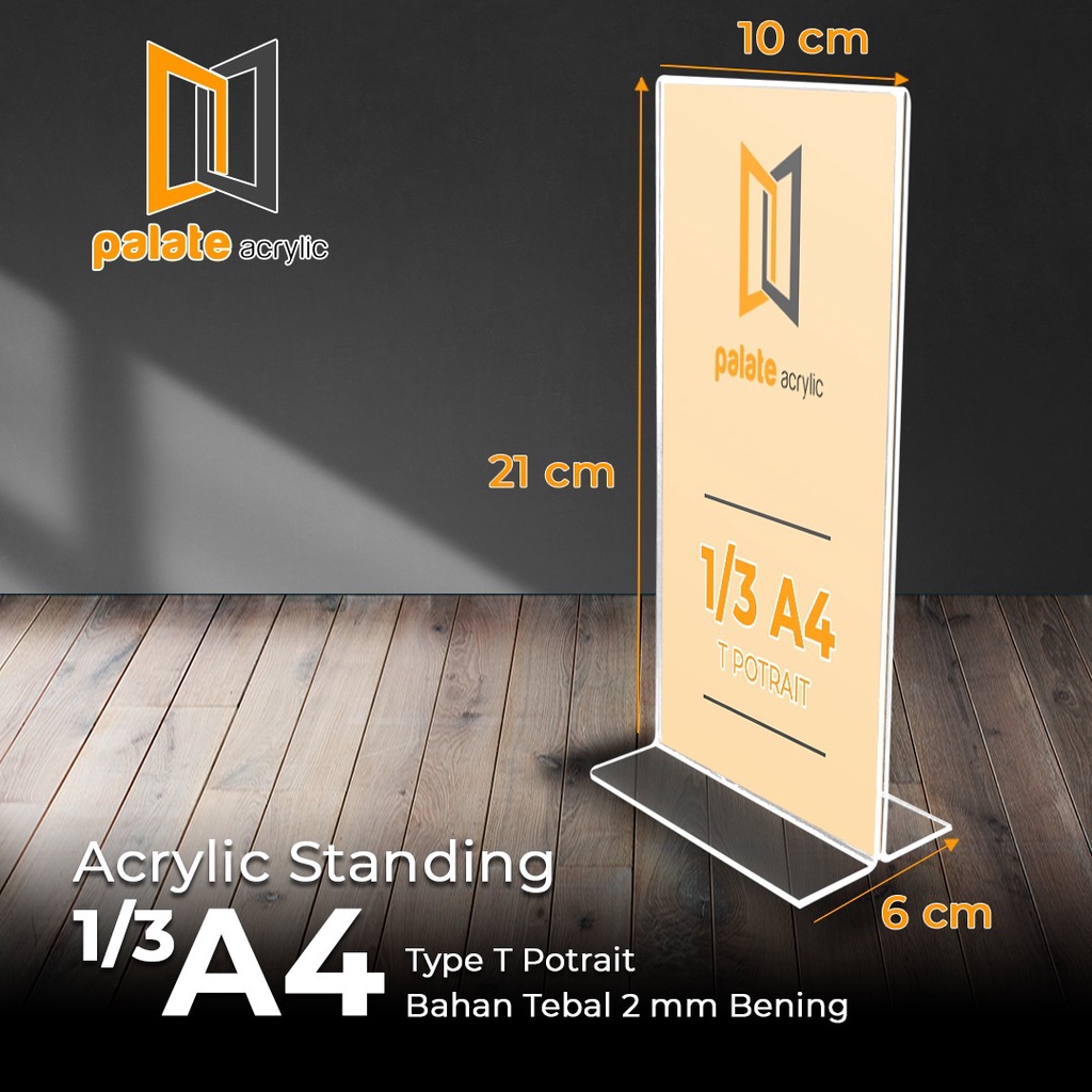 อะคริลิค TENT HOLDER 1/3 A4 T / Brochure HOLDER / 2MM PORTRAIT T DISPLAY