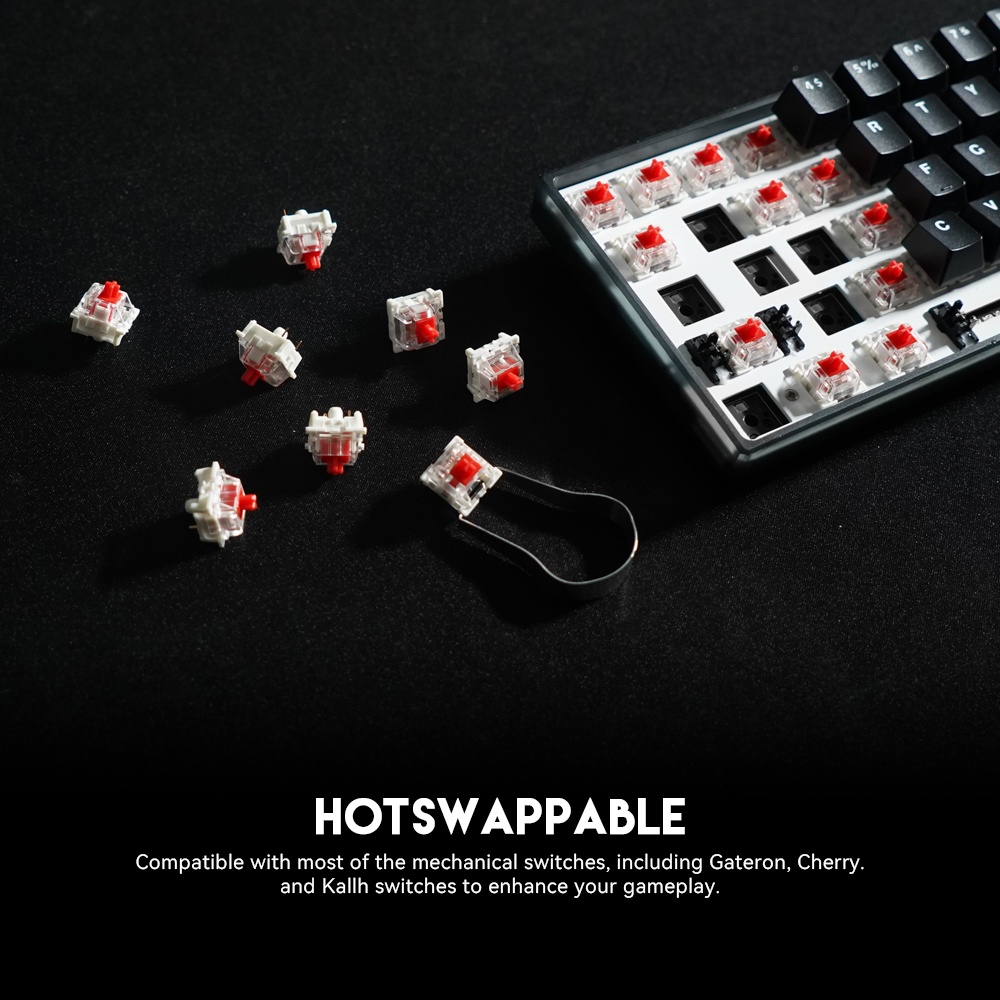 FANTECH MK860 MAXFIT61 FROST WIRELESS Hotswappable KEYBOARD MODULAR MECHANICAL KEYBOARD RED SWITCH และ BLUE SWITCH