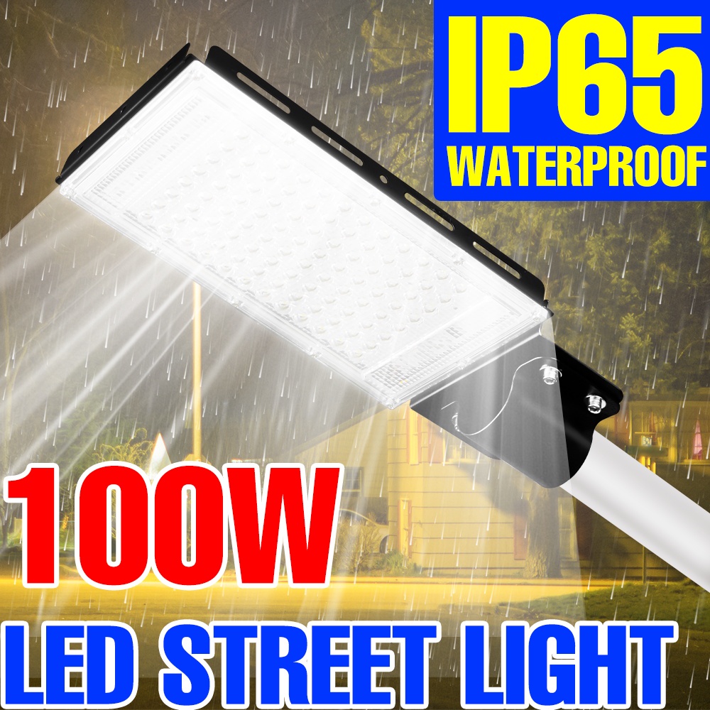 โคมไฟถนน 220V Floodlight LED Spot Light โคมไฟติดผนังสวนกลางแจ้ง 50W ความสว่างสูง 100W ไม่มีไฟกะพริบลาน