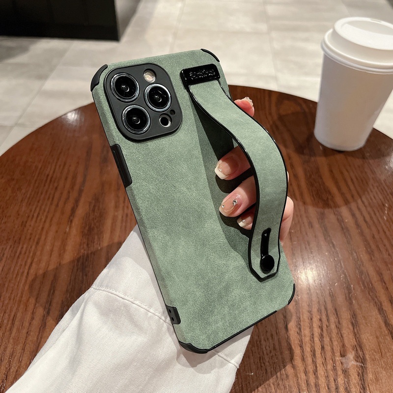 เคสโทรศัพท์มือถือหนังแกะ พร้อมสายคล้องข้อมือ สําหรับ iPhone 14 13 Pro Max 12 11 XS XR 8