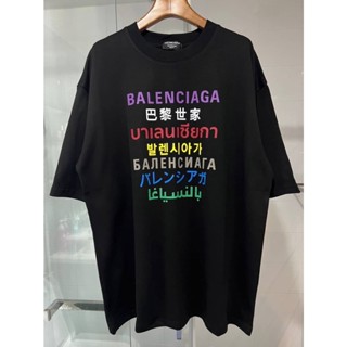 BALENCIAGA TRANSLATION LOGO PRINT T-SHIRT เสื้อยืดคอกลมแขนสั้น แบรนด์บาลองเซียก้า สกรีนตัวหนังสือโลโก้ หลายภาษา แฟชั่น