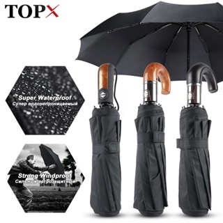 Windproof British Style Umbrella Automatic Rain Wood Handle Business Men&amp;#39;s Gift Large Umbrellas Women 3Fold Quality