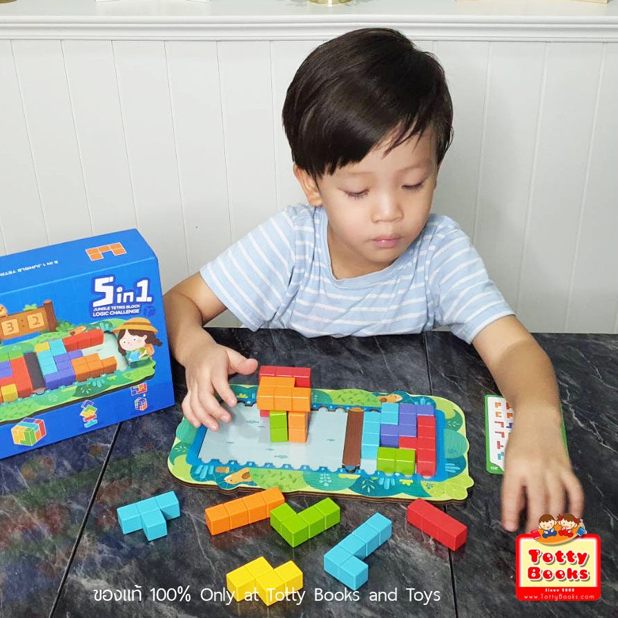 Totty Books (4 ขวบ - ผู้ใหญ่) ดีมากๆ! ของเล่นฝึกสมอง แทนแกรม 5 in 1 Tetris Block Logic Challenge (Mideer) ของเล่นเสริมiq
