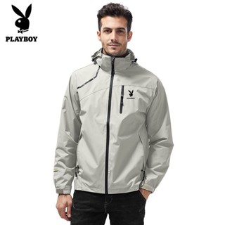 Playboy เสื้อแจ็กเก็ตกันฝน น้ําหนักเบา สําหรับผู้ชาย เดินป่า กลางแจ้ง