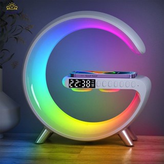 15W Led บรรยากาศ Rgb Light Wireless Charger นาฬิกาปลุกโคมไฟตั้งโต๊ะลำโพงบลูทูธพร้อม App Control สำหรับ Iphone 14 13 12 11 8【Doom】