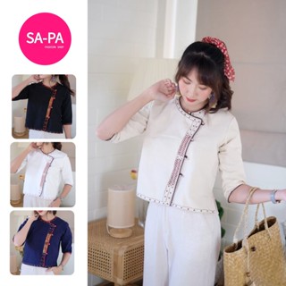 SAPA FASHION เสื้อผ้าฝ้าย แขนสามส่วน งานปักแฮนด์เมด ล้านนา ผ้าไทย  💕 อก 36 38 40 42 นิ้ว