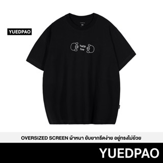 Yuedpao ยอดขาย No.1 รับประกันไม่ย้วย 2 ปี ผ้านุ่ม เสื้อยืดเปล่า เสื้อยืด Oversize Black YP skate print