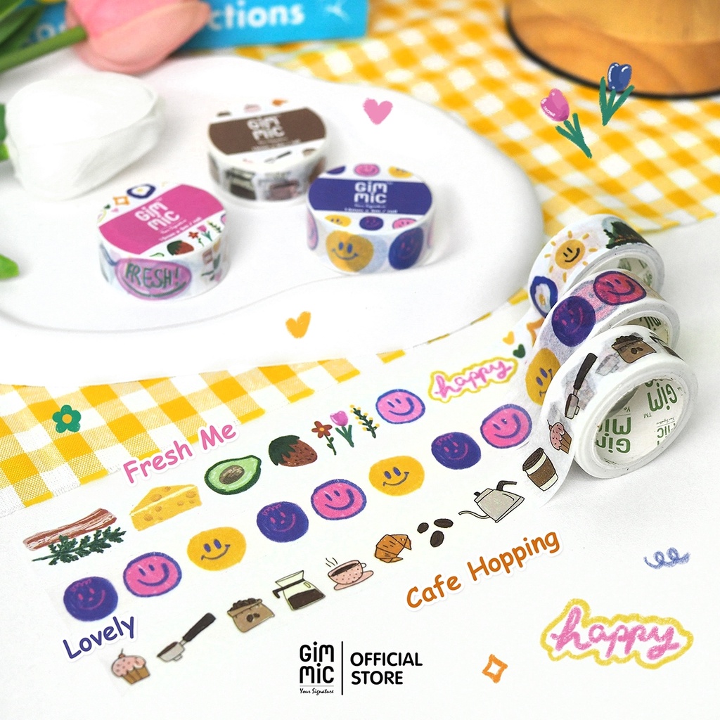 Gimmic Washi Tape เทปวาชิ Theme:White Backyard สวนหลังบ้านแสนอบอุ่น มินิมอล มินิใจ