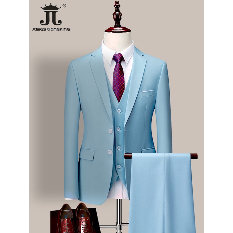 13 Colors 5XL( Jacket   Vest   Pants ) High-end Brand Formal Business Mens Suit Three-piece Groom Wedding Dress Solid Co #4