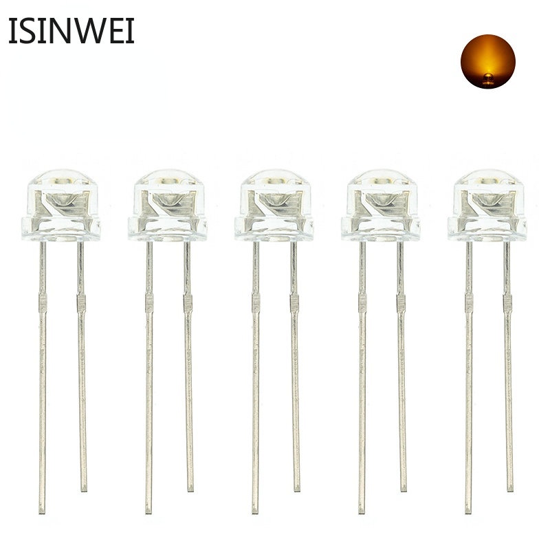 1000 ชิ้น 5 มิลลิเมตร LED ไดโอดหมวกฟางสีขาวสีแดงสีเขียวสีฟ้าสีเหลือง DIP F5 Super Bright Emitting Light DIY PCB หลอดไฟ - รูปที่ 5