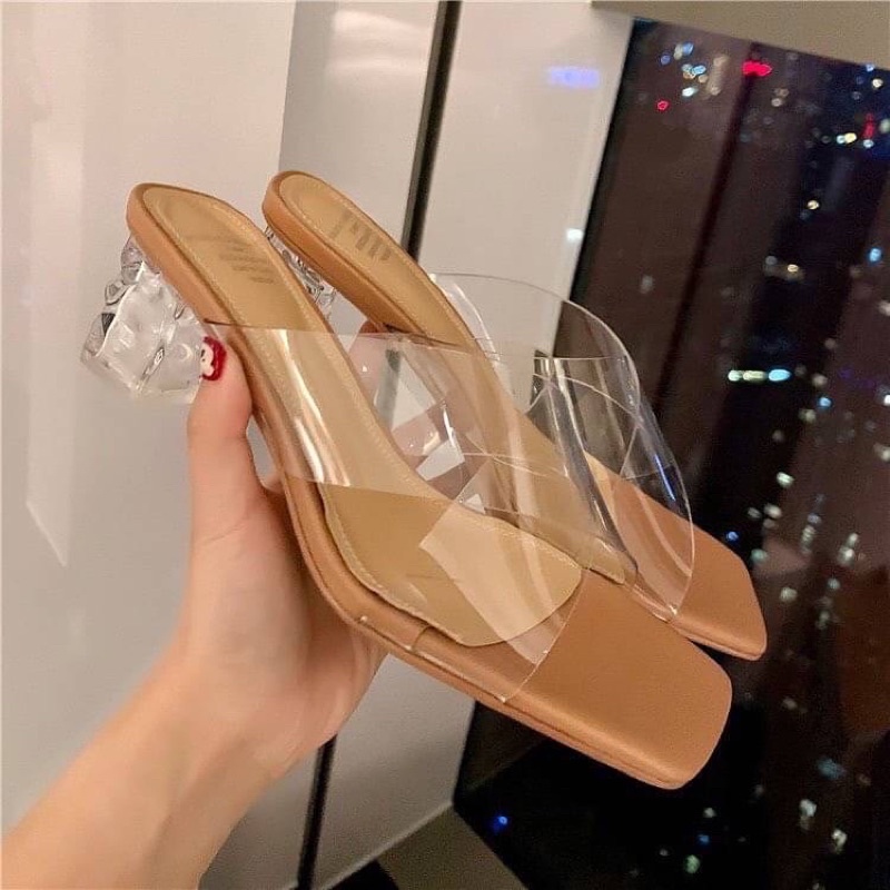 NEW 35-40 (-1, -2ไซด์จากปกติ) รองเท้าส้นสูง สายใส ส้นแก้วใส งานดี ใส่สบาย ส้นสูง 5cm Chushuu