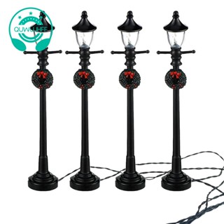 4Pcs Mini Christmas Lamp Post Train Lamp Miniature Decorative Street Light for DIY Dollhouse Village Pathway B012