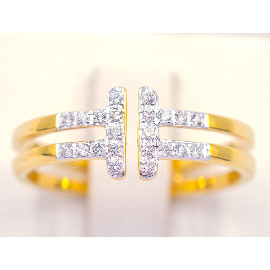 Happy Jewelry แหวนเพชร T ก้านคู่ แหวนเพชร แหวนทองเพชรแท้ ทองแท้ 37.5% ME967