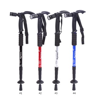 4 Color Portable Flexible Anti-Shock Telescopic Hiking Walking Stick With LED Light Handle Folding Cane Crutches For The