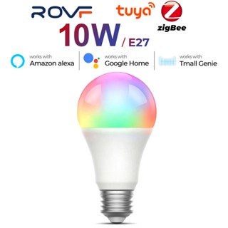 Rovf tuya Zigbee หลอดไฟอัจฉริยะ LED 13W E27 RGB หรี่แสงได้ ตั้งเวลาได้ พร้อมแอพควบคุมด้วยเสียง สําหรับ Google Home Alexa Tmall Genie