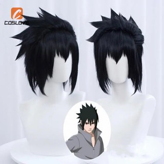 Sasuke Uchiha วิกผมคอสเพลย์ผู้ชายวิกผมสั้นสีดําคอสเพลย์วิกผมสังเคราะห์ทนความร้อน