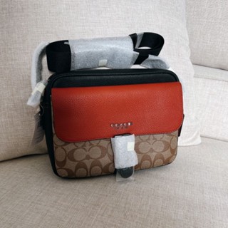 กระเป๋าสะพายชาย /หญิงใช้ได้COACH HUDSON CROSSBODY IN COLORBLOCK SIGNATURE CANVAS