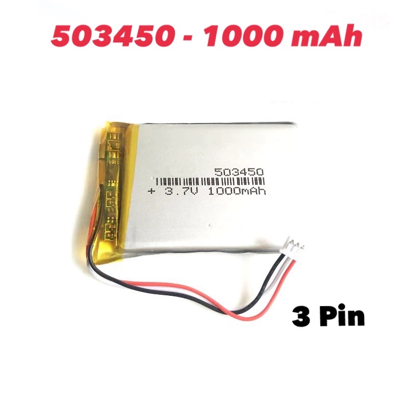 3.7V 1000mAh 503450 553450 JST 2.54mm 3pin plug Li Polymer LiPo Rechargeable Battery For MP3 camera recorder Speaker