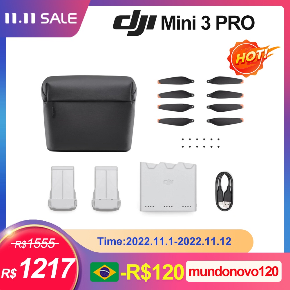 DJI Mini 3 Pro Fly More Kit Plus Mini 3 Pro อุปกรณ์เสริมเดิมสองแบตเตอรี่อัจฉริยะบวกสูงสุด47นาทีหรือ34นาทีเวลาบิน