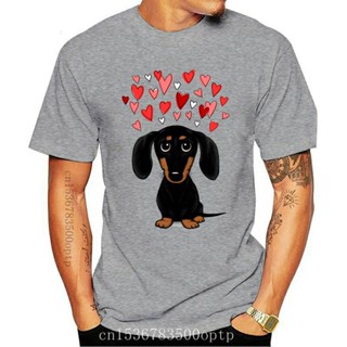 เสื้อยืด พิมพ์ลายการ์ตูนสุนัข Dachshund With Love สีดํา แฟชั่นฤดูร้อน สไตล์ฮาราจุกุ สําหรับผู้ชาย