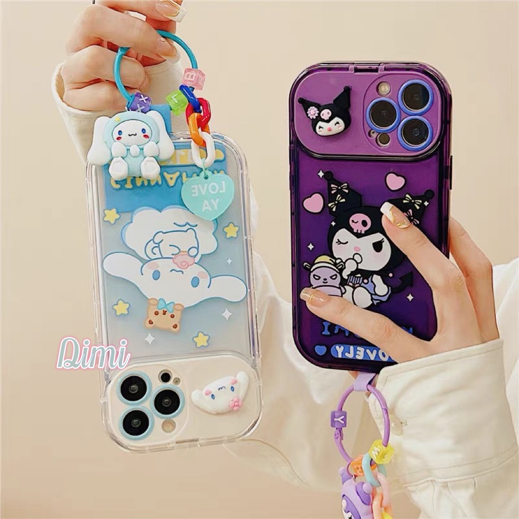 เคสนิ่ม ขาตั้งได้ มีกระจก การ์ตูนนูน สำหรับ for iPhone 7 7P 8P XR 11 12 Pro max 13 13Promax 14 14Pro 14Promax VIVO OPPO