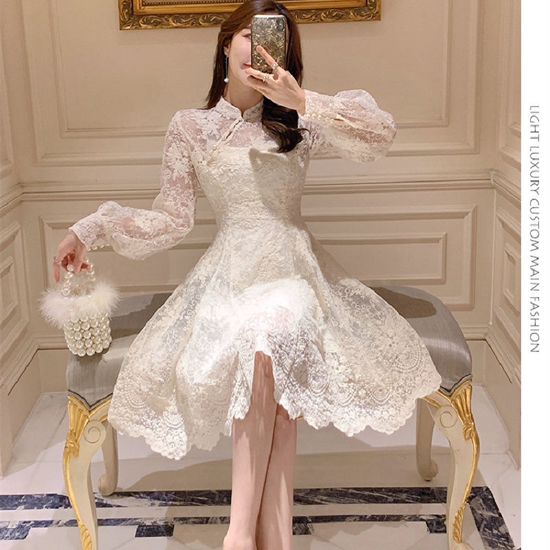 BElegant Fairy Dress French Style Designer Party Casual Long Sleeve Vintage Lace Dress Women'S Clothing Autumn 2022  #2