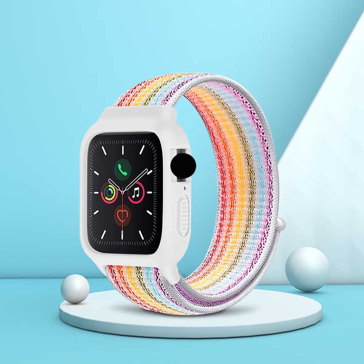 จัดส่งจากกรุงเทพ 🎈สายไนลอน 2 in 1 สาย Apple Watch สำหรับ Iwatch Series 6 7 SE 5 4 3 2 1 สายถักไนลอน 38mm-45mm สายแฟชั่น