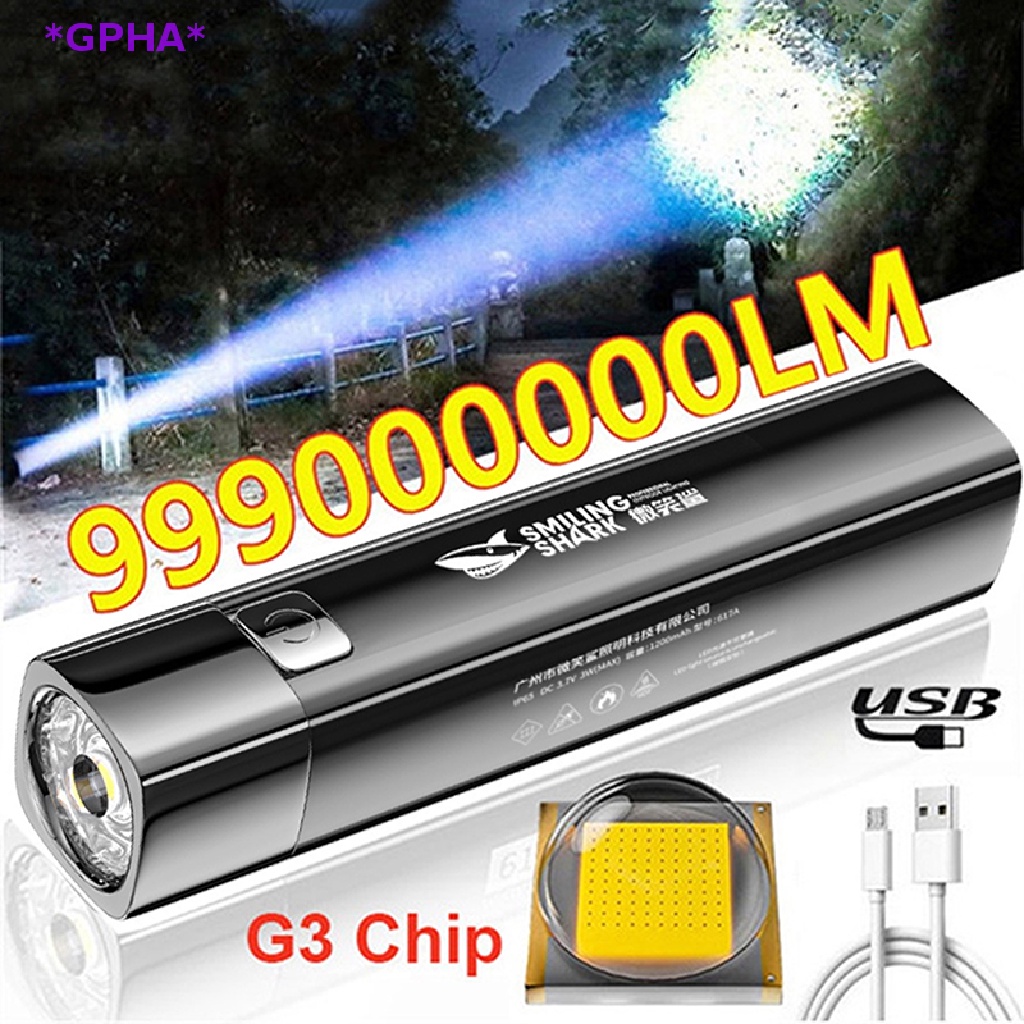 Gpha> 2 IN 1 น้ําหอม 990000Lm Ultra Bright G3 LED ไฟฉาย ไฟกลางแจ้ง