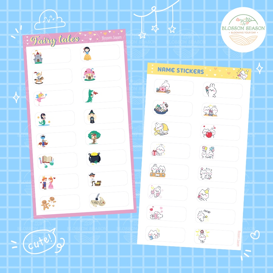 [NAME STICKER] NAME และตกแต่ง STICKER (ขนาดกว้าง 12 มม.) ลายกระต่าย & นิทาน - Blossom Season