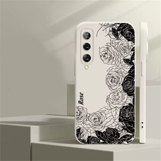 เคสโทรศัพท์มือถือ ซิลิโคนนุ่ม ลายดอกกุหลาบขาว ดํา สําหรับ Huawei P30 Lite Nova 5T Nova 3i Nova 7i Y6P Y7A Y6 Pro Y7 Pro 2019 Y9S HOSTR