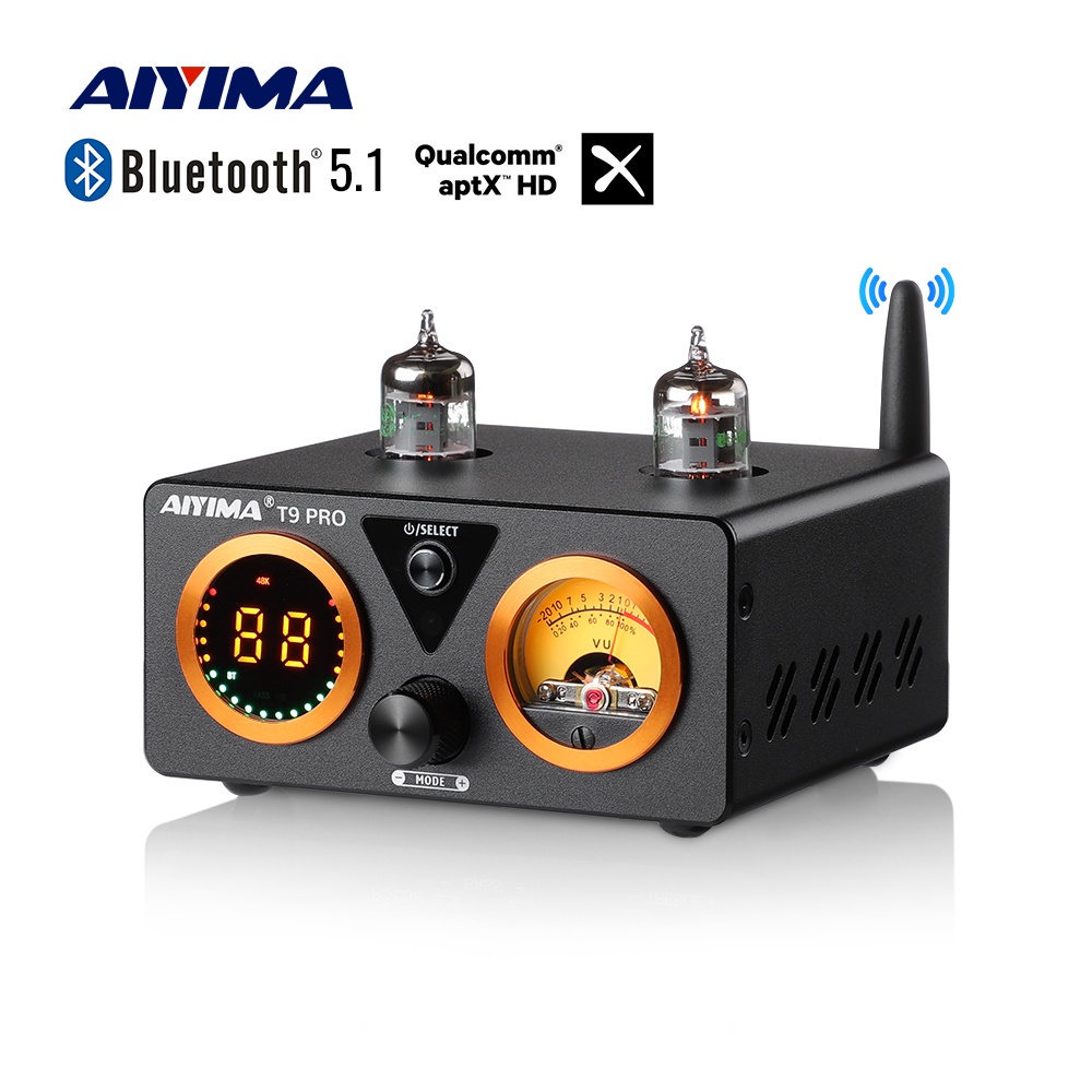 AIYIMA T9 PRO HiFi หลอดบลูทูธเครื่องขยายเสียงสเตอริโอ Power Amplificador USB DAC COAX OPT Home Audio Amp VU Meter เครื่อ
