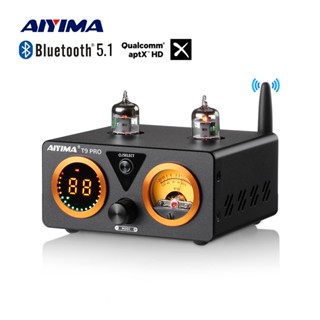 AIYIMA T9 PRO HiFi หลอดบลูทูธเครื่องขยายเสียงสเตอริโอ Power Amplificador USB DAC COAX OPT Home Audio Amp VU Meter เครื่อ