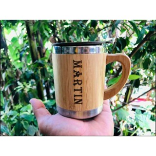 กระบอกน้ำ ขวดน้ำ แก้วน้ำ ไม้ไผ่เก็บอุณหภูมิ เลเซอร์ชื่อได้ Bamboo Flask and Mug gift