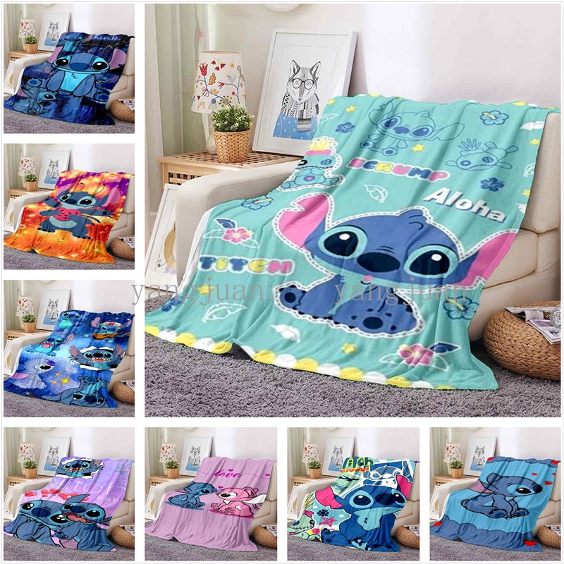 Lilo & Stitch Stitch การ์ตูนน่ารักผ้าห่มโซฟาสํานักงานผ้าห่มเครื่องปรับอากาศรถยนต์ผ้าห่มนุ่ม heattech